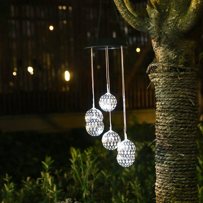 Zonnewindgong voor in de tuin gemaakt van metaal met LED-licht - Weerbestendig & Duurzaam