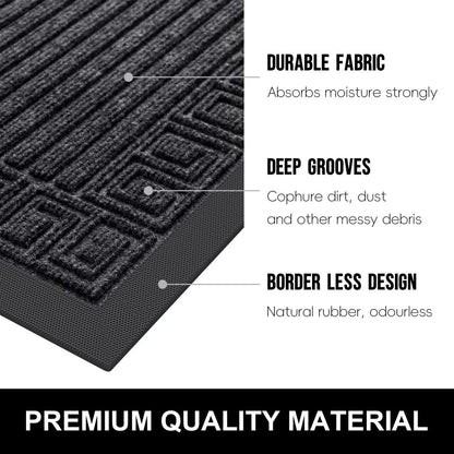 Solistra Low Profile Anti-Slip Doormat - Dirt & Moisture Absorbent Rubber 1