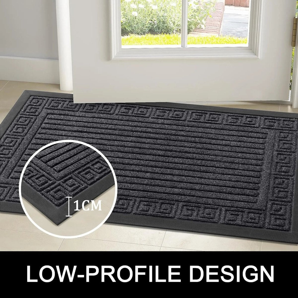 Solistra Low Profile Anti-Slip Doormat - Dirt & Moisture Absorbent Rubber 3