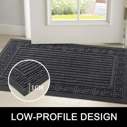 Solistra Low Profile Anti-Slip Doormat - Dirt & Moisture Absorbent Rubber 3