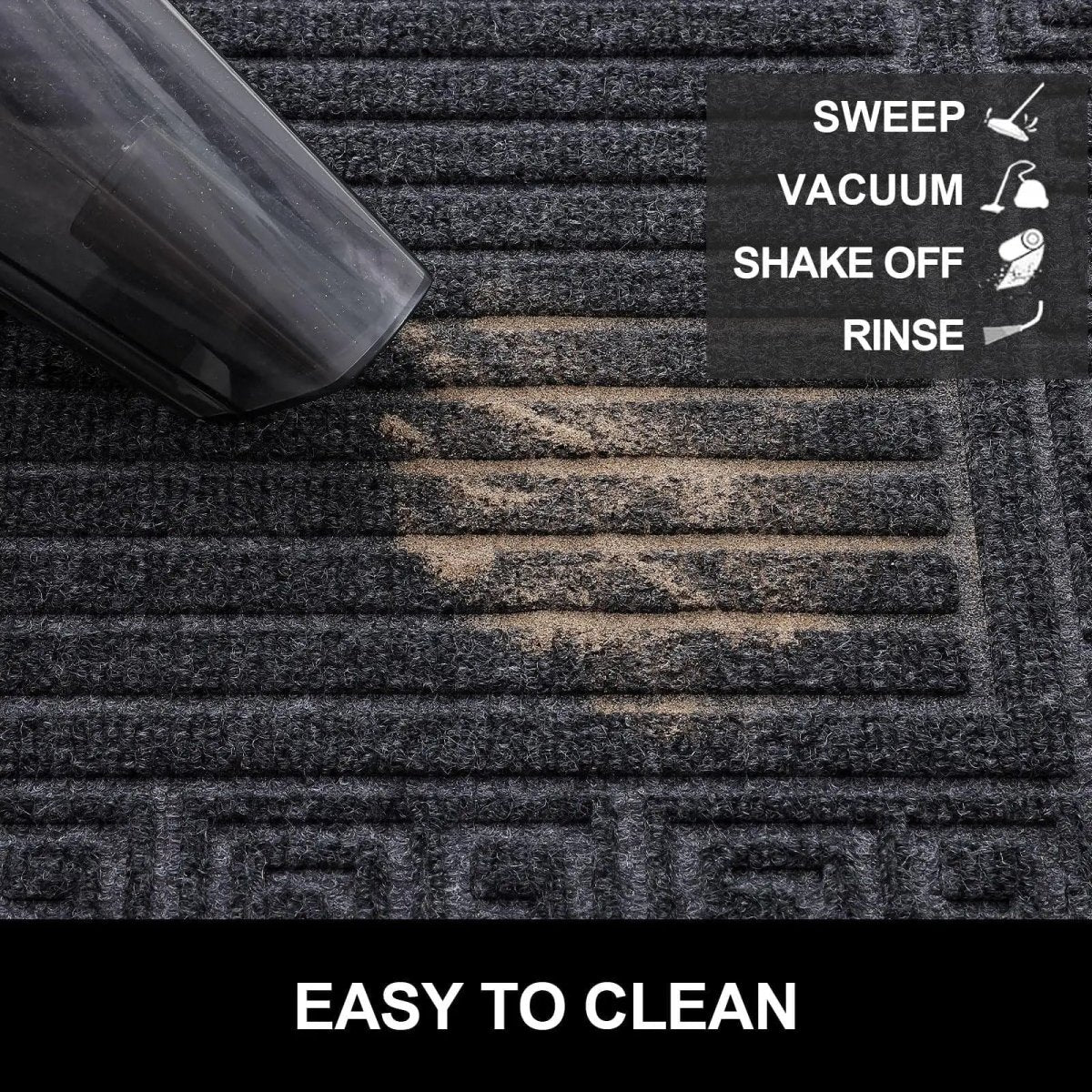 Solistra Low Profile Anti-Slip Doormat - Dirt & Moisture Absorbent Rubber 4