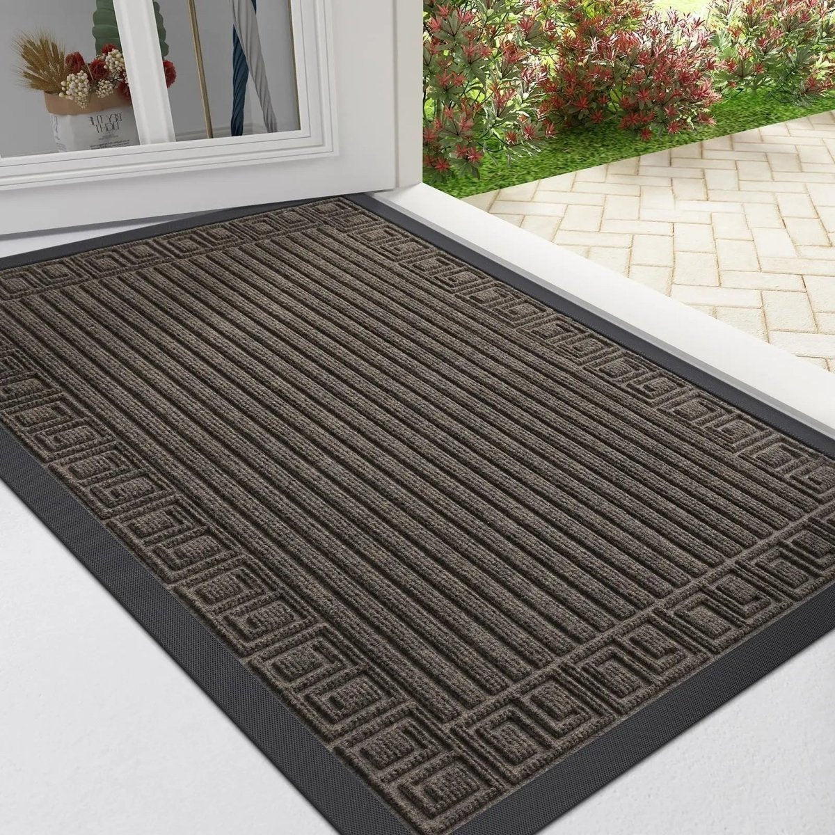 Solistra Low Profile Anti-Slip Doormat - Dirt & Moisture Absorbent Rubber 8