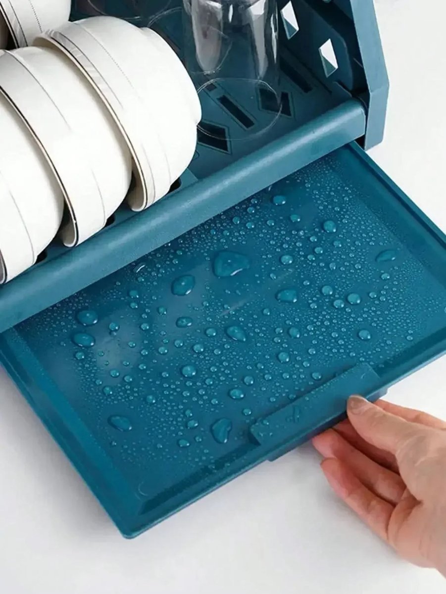 Space-Saving 2-Tier Dish Drainer with Utensil Holder & Draining Board 6