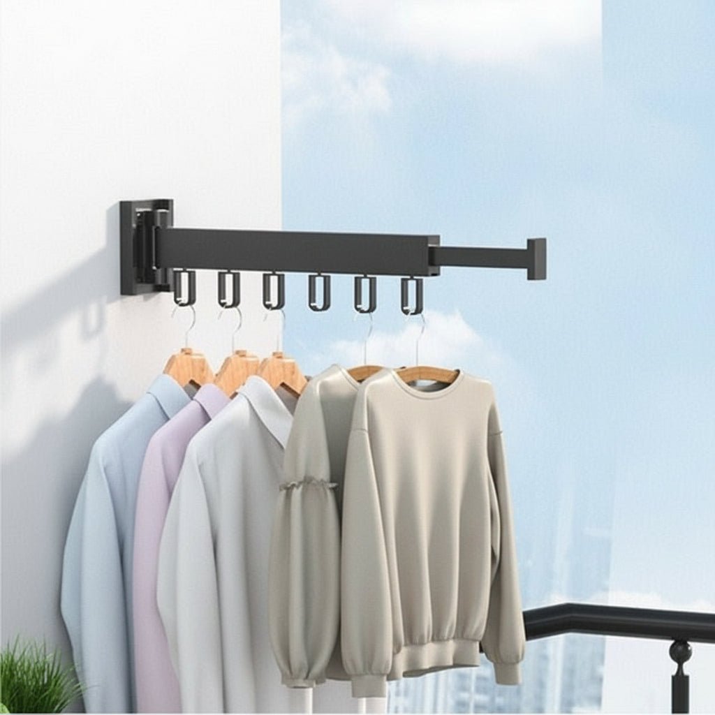 Space-Saving Retractable Clothes Dryer - Wall-Mounted Folding Hanger 0