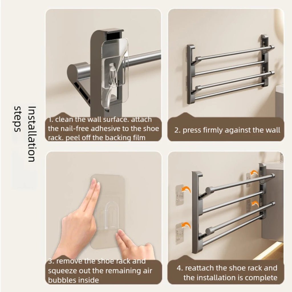 SpaceSaver - Wall-Mounted Shoe Rack with Drainage System for Organized Storage 3
