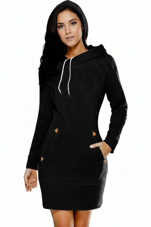 Sporty Women's Dress - Long Hoodie with Drawstring Hood & Side Pockets 6