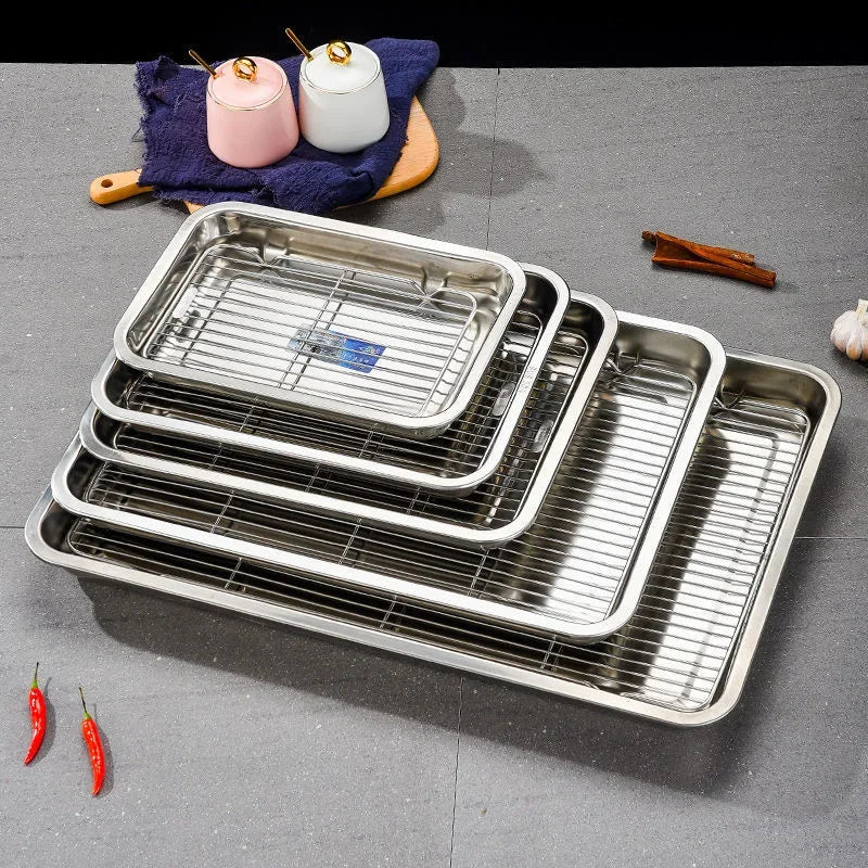 Stainless Steel Baking Tray Set with Removable Cooling Rack - Durable Baking Sheet Tray 0