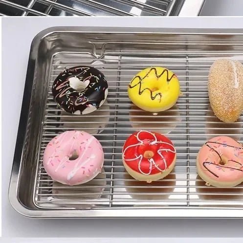 Stainless Steel Baking Tray Set with Removable Cooling Rack - Durable Baking Sheet Tray 1