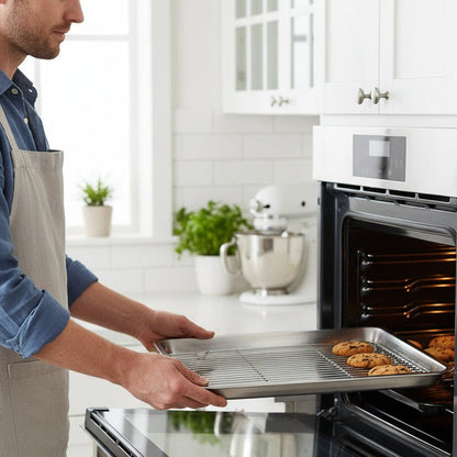 Stainless Steel Baking Tray Set with Removable Cooling Rack - Durable Baking Sheet Tray 2