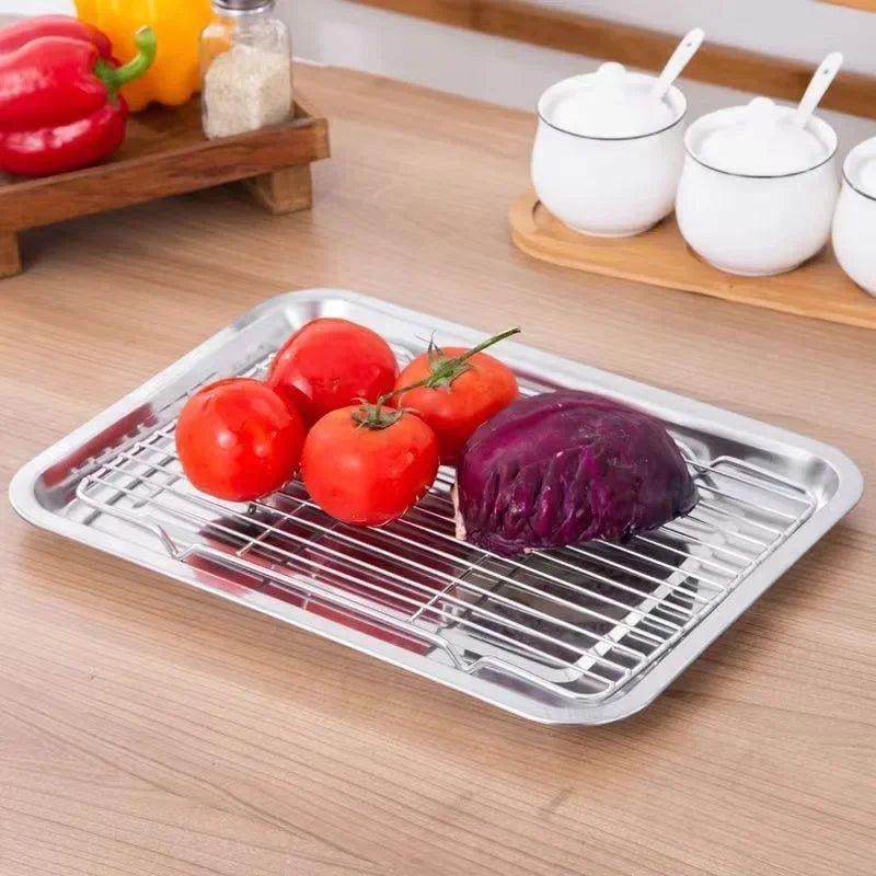 Stainless Steel Baking Tray Set with Removable Cooling Rack - Durable Baking Sheet Tray 3