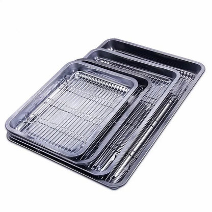 Stainless Steel Baking Tray Set with Removable Cooling Rack - Durable Baking Sheet Tray 5