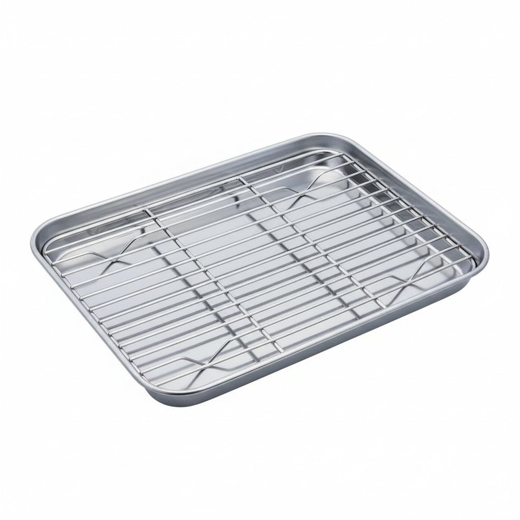 Stainless Steel Baking Tray Set with Removable Cooling Rack - Durable Baking Sheet Tray 6