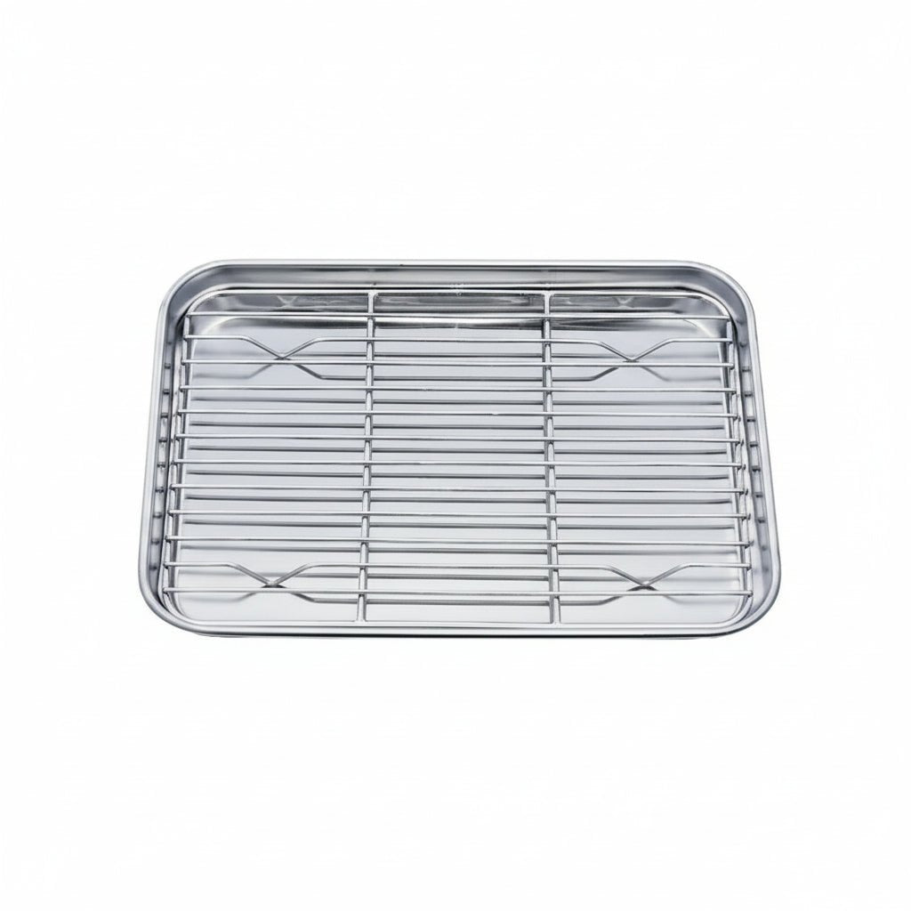 Stainless Steel Baking Tray Set with Removable Cooling Rack - Durable Baking Sheet Tray 7