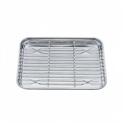 Stainless Steel Baking Tray Set with Removable Cooling Rack - Durable Baking Sheet Tray 8