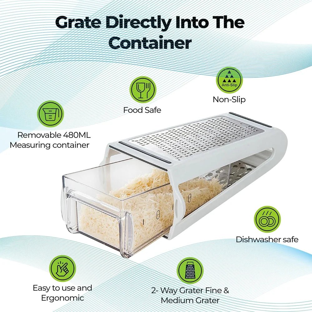 Stainless Steel Cheese Grater - 2-Sided Grater Cheese Grater with Non-Slip Base 2