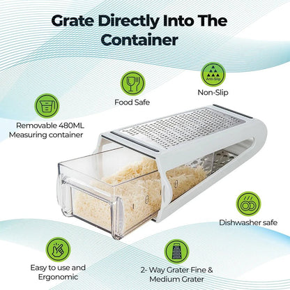 Stainless Steel Cheese Grater - 2-Sided Grater Cheese Grater with Non-Slip Base 2