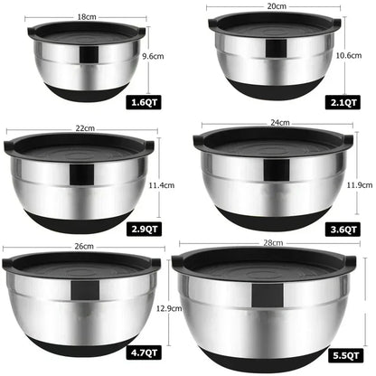 Stainless Steel Mixing Bowl Set - 6-Piece with Non-Slip Silicone Bottoms 2