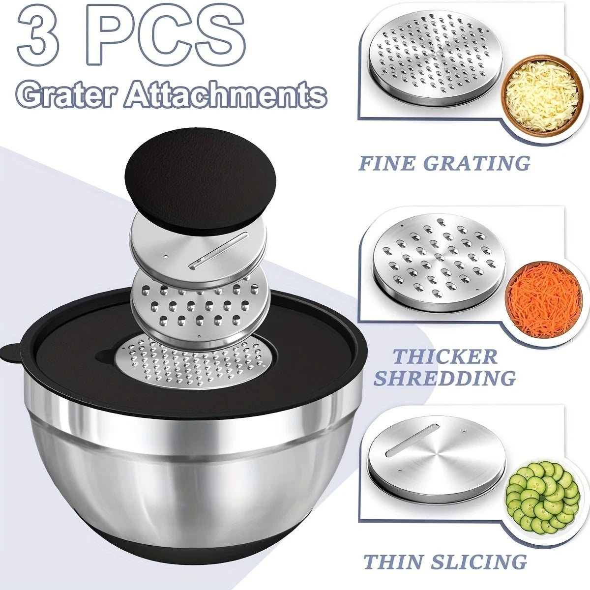 Stainless Steel Mixing Bowl Set - 8pcs with Airtight Lids & Non-Slip Bottoms 4
