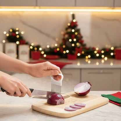 SLICEHOLD – Stainless Steel Onion Holder for Safe, Precise Cutting