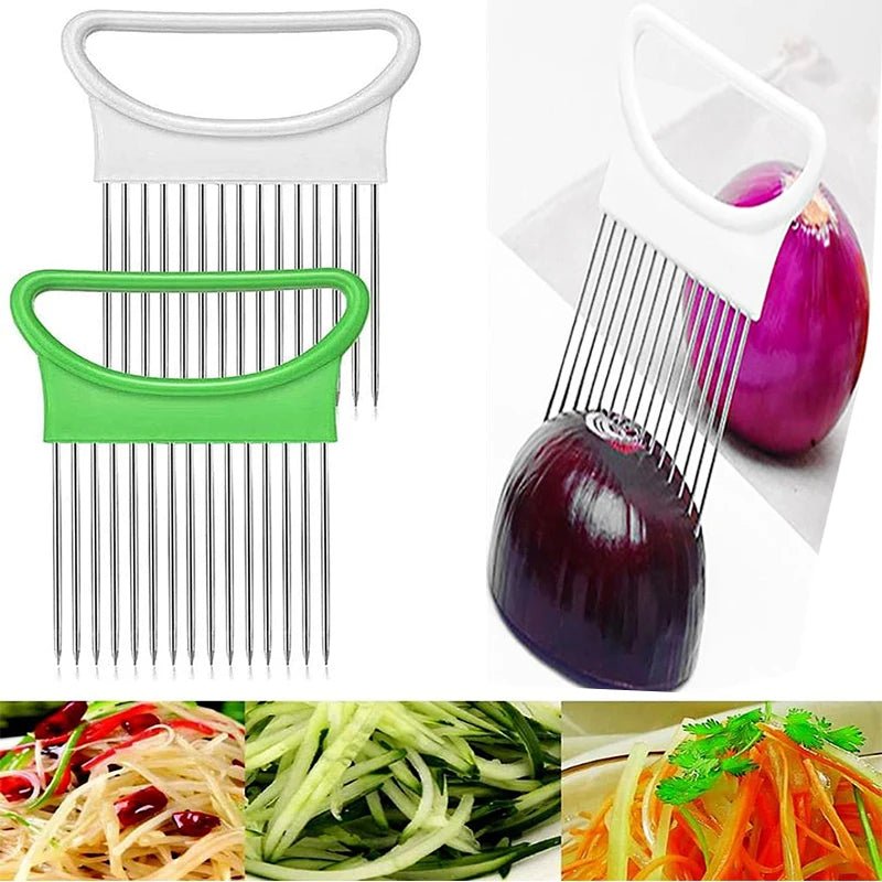 Stainless Steel Onion Holder Slicer - Ergonomic Vegetable & Meat Cutter 2