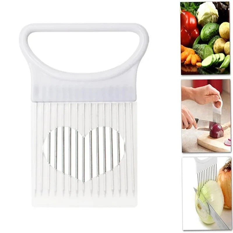 Stainless Steel Onion Holder Slicer - Ergonomic Vegetable & Meat Cutter 3
