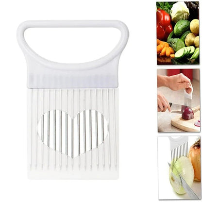 Stainless Steel Onion Holder Slicer - Ergonomic Vegetable & Meat Cutter 3