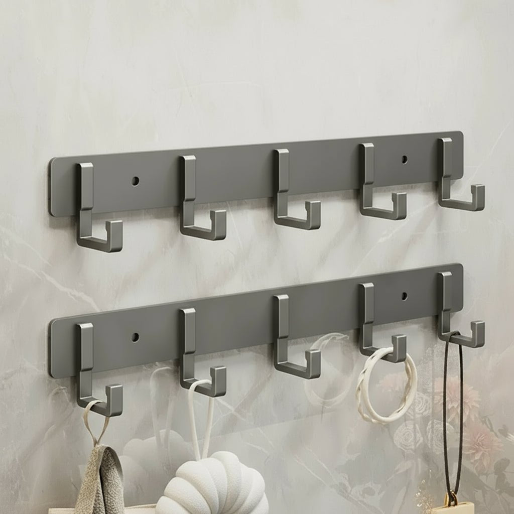 Sturdy Wall Coat Rack with Black Hooks for Clothes, Towels & Robes 16