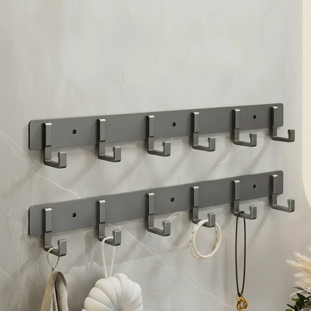 Sturdy Wall Coat Rack with Black Hooks for Clothes, Towels & Robes 19