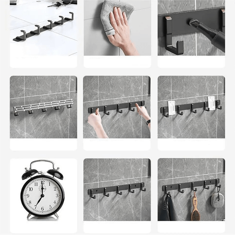 Sturdy Wall Coat Rack with Black Hooks for Clothes, Towels & Robes 5