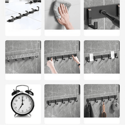 Sturdy Wall Coat Rack with Black Hooks for Clothes, Towels & Robes 5