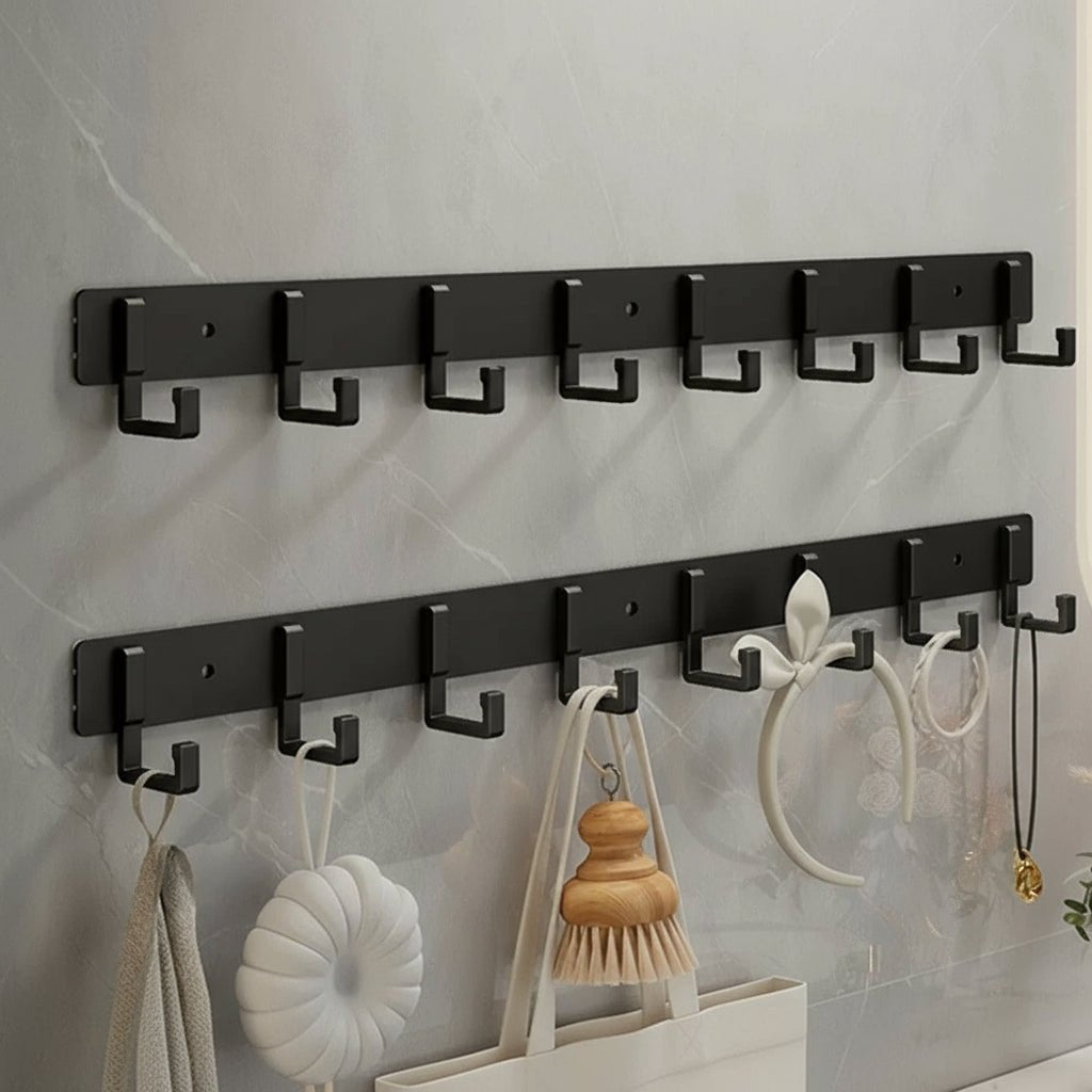 Sturdy Wall Coat Rack with Black Hooks for Clothes, Towels & Robes 6