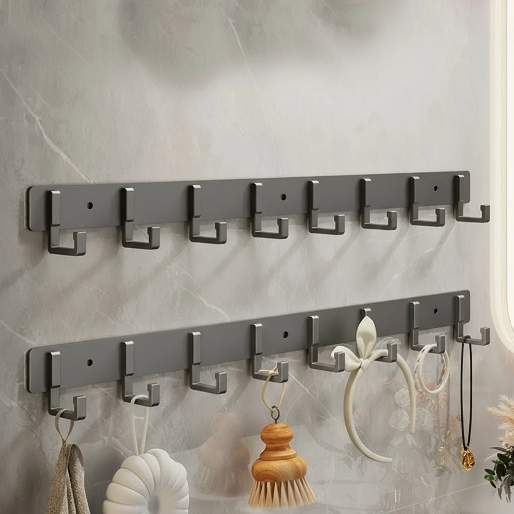 Sturdy Wall Coat Rack with Black Hooks for Clothes, Towels & Robes 8