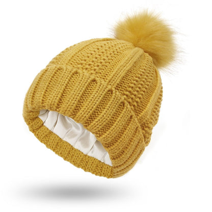 Stylish Anti-Static Pompom Beanie with Silk Lining for Healthy Hair 10