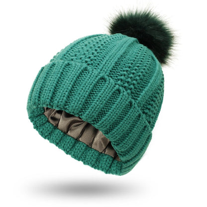 Stylish Anti-Static Pompom Beanie with Silk Lining for Healthy Hair 11