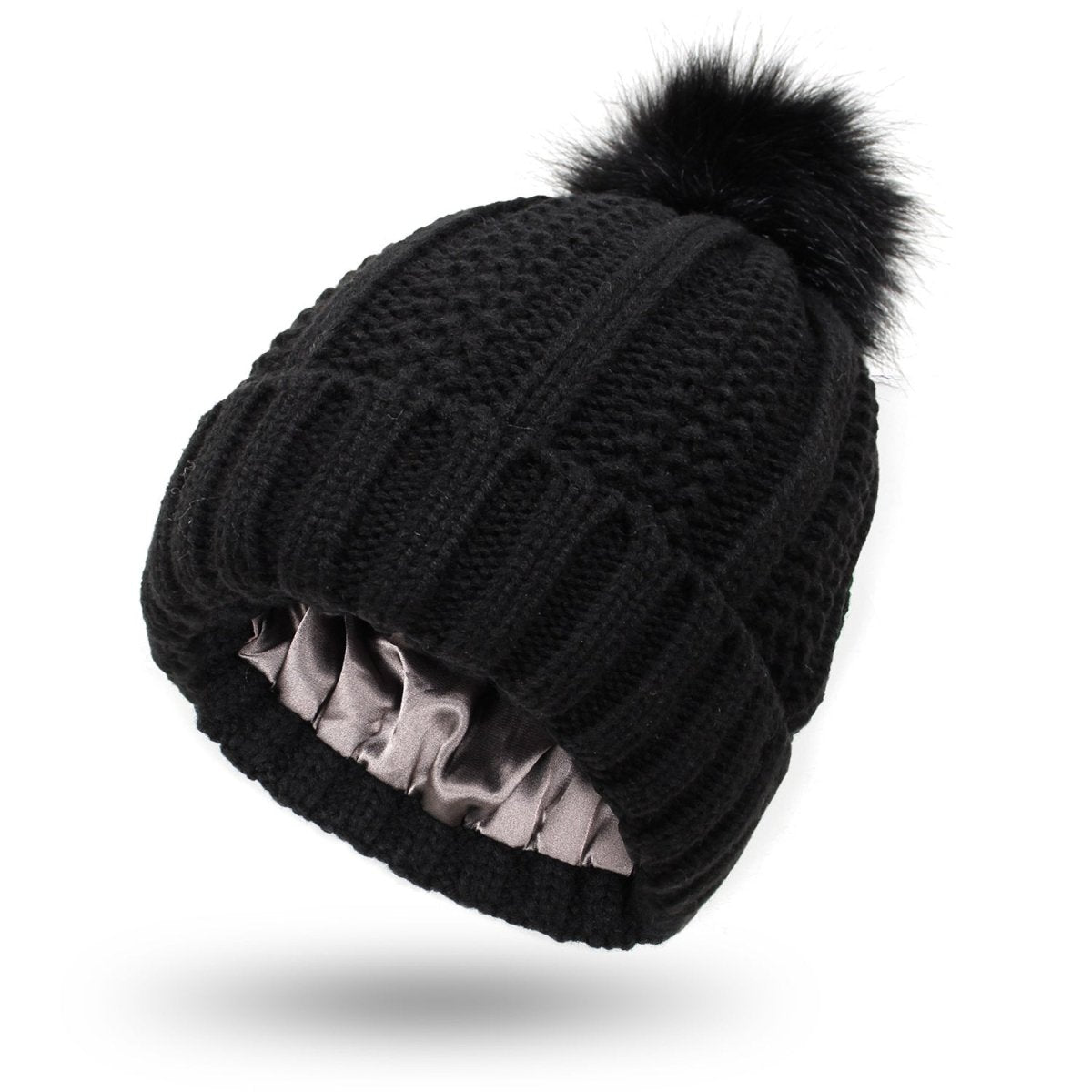 Stylish Anti-Static Pompom Beanie with Silk Lining for Healthy Hair 6