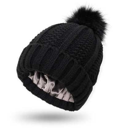 Stylish Anti-Static Pompom Beanie with Silk Lining for Healthy Hair 6