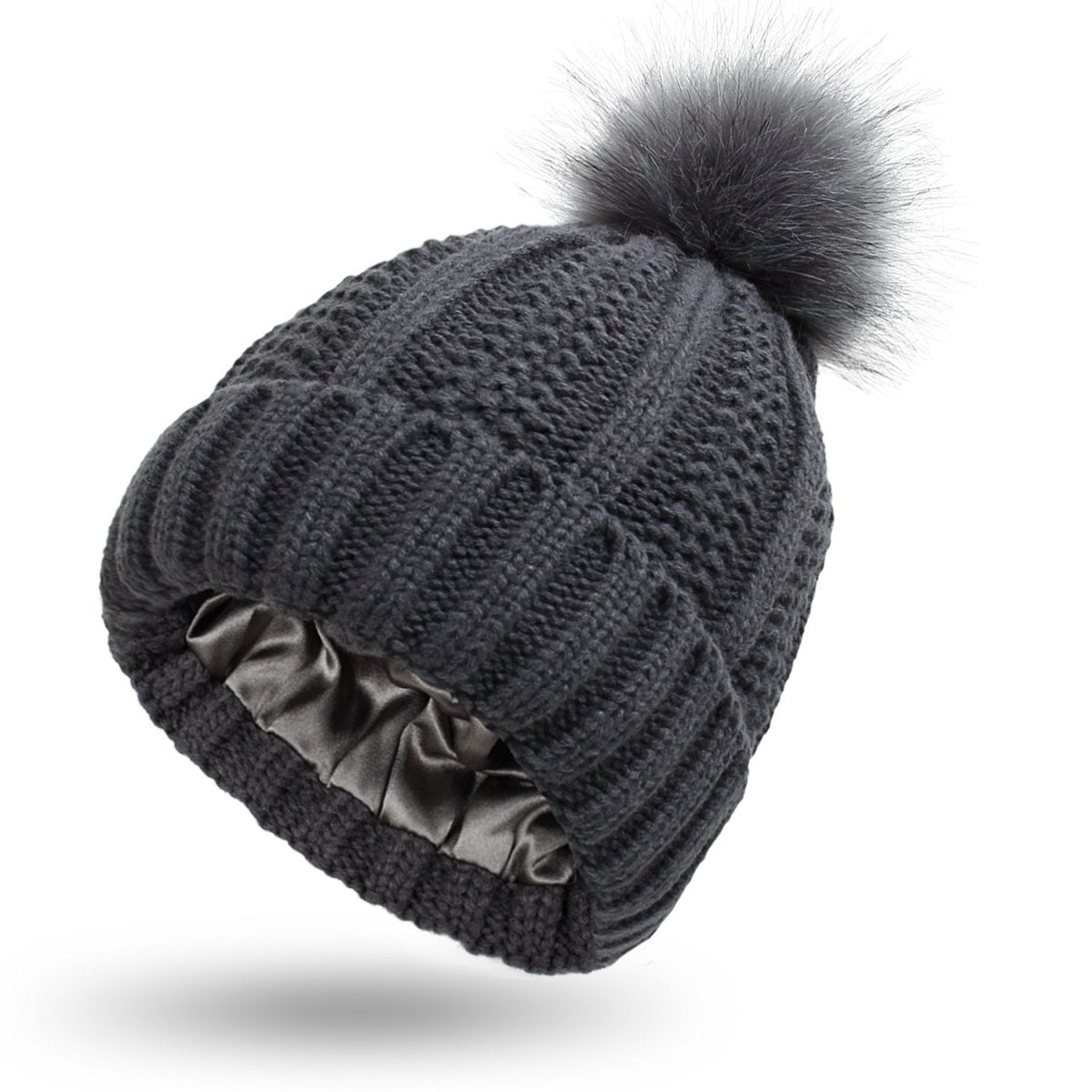 Stylish Anti-Static Pompom Beanie with Silk Lining for Healthy Hair 7