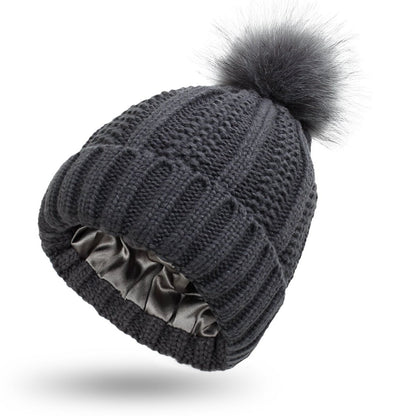 Stylish Anti-Static Pompom Beanie with Silk Lining for Healthy Hair 7