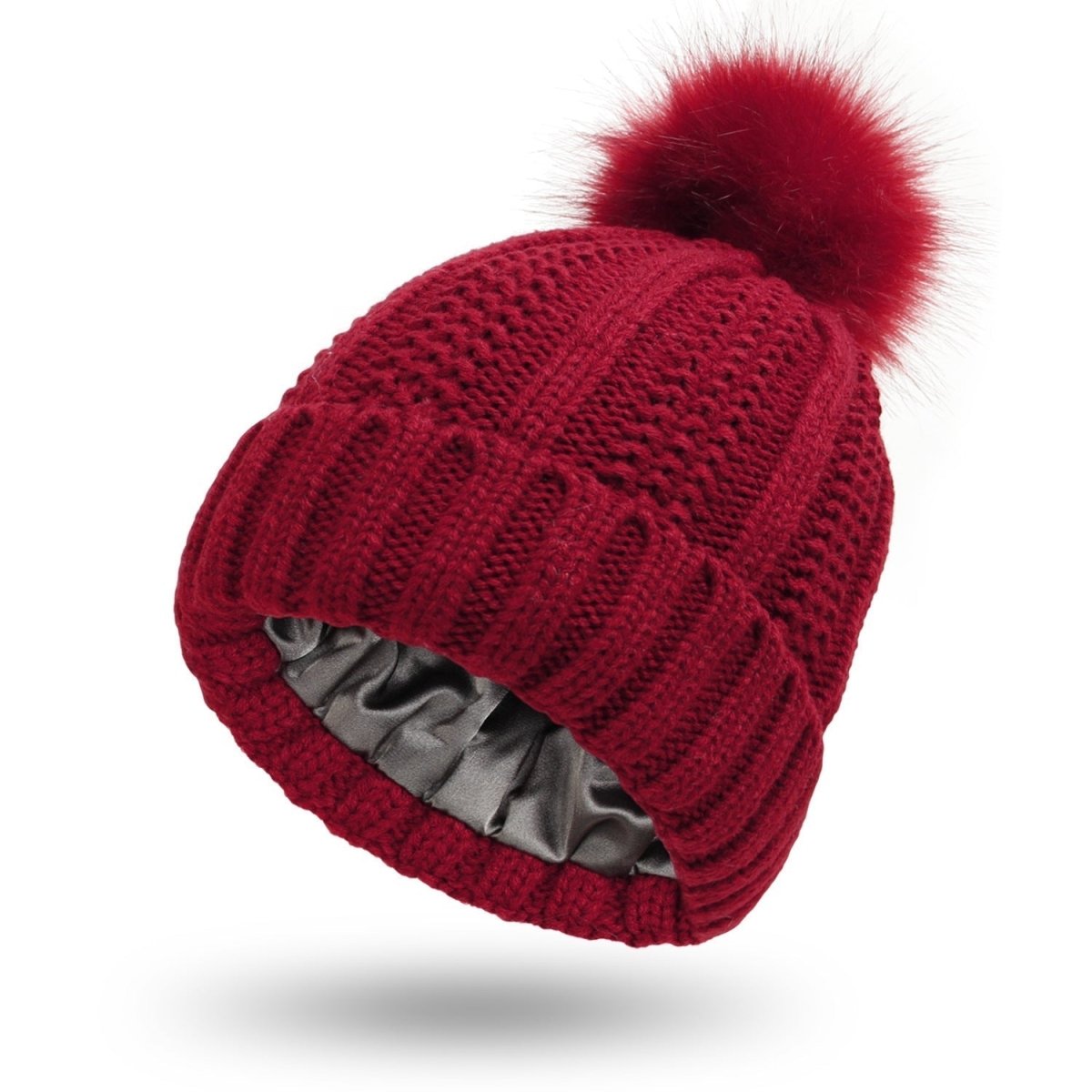 Stylish Anti-Static Pompom Beanie with Silk Lining for Healthy Hair 8