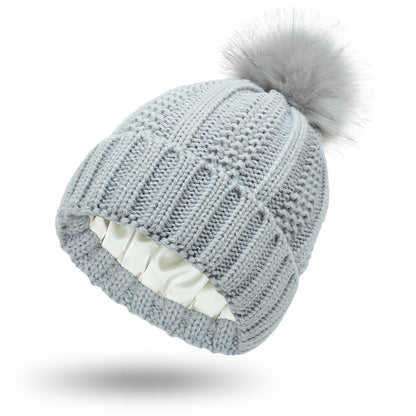 Stylish Anti-Static Pompom Beanie with Silk Lining for Healthy Hair 9