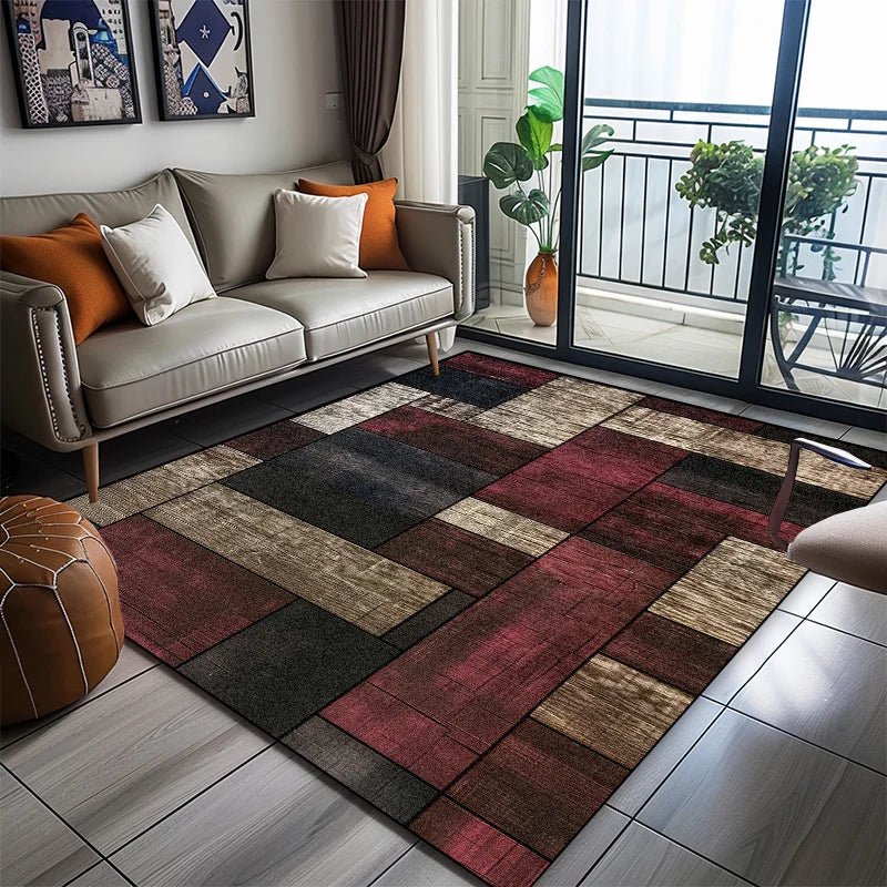 Stylish Geometric Area Rug - Soft Non-Slip Washable Carpet for Living Room & Bedroom 0