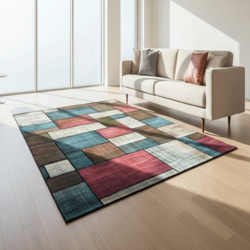 Stylish Geometric Area Rug - Soft Non-Slip Washable Carpet for Living Room & Bedroom 3