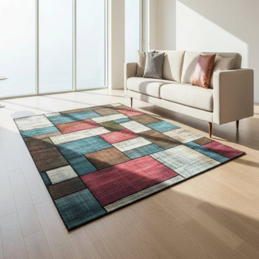 Stylish Geometric Area Rug - Soft Non-Slip Washable Carpet for Living Room & Bedroom 3
