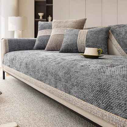 LINENLUX – Premium Linen Sofa Cover with Non-Slip Backing and Protective Fit