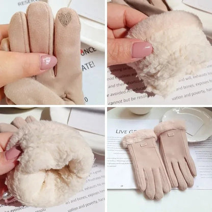 Stylish Winter Gloves for Women - Thick Plush Suede Touchscreen Mittens 4