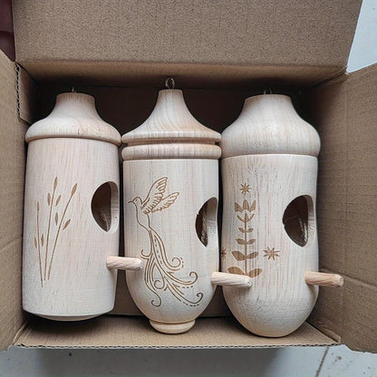 Stylish Wooden Birdhouse - Hanging Design for Garden & Patio, Weatherproof 1