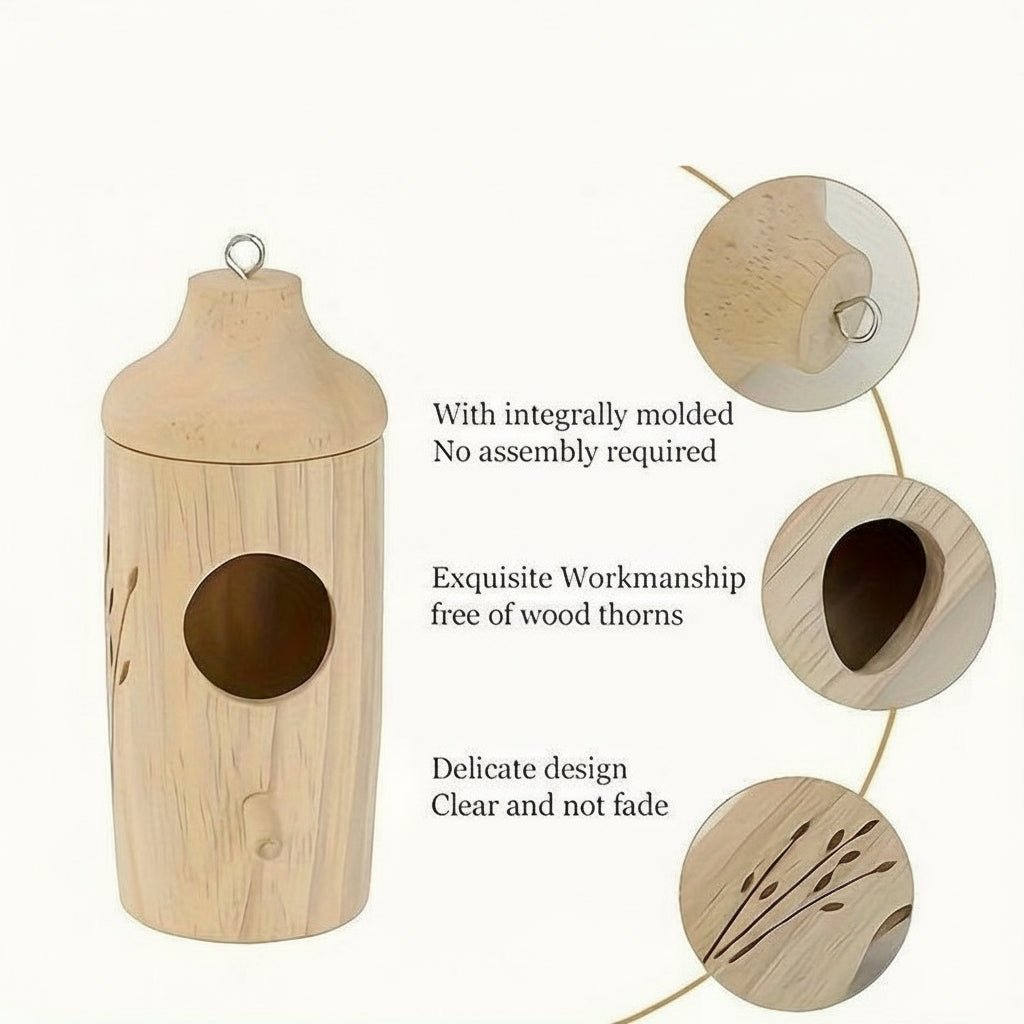 Stylish Wooden Birdhouse - Hanging Design for Garden & Patio, Weatherproof 3