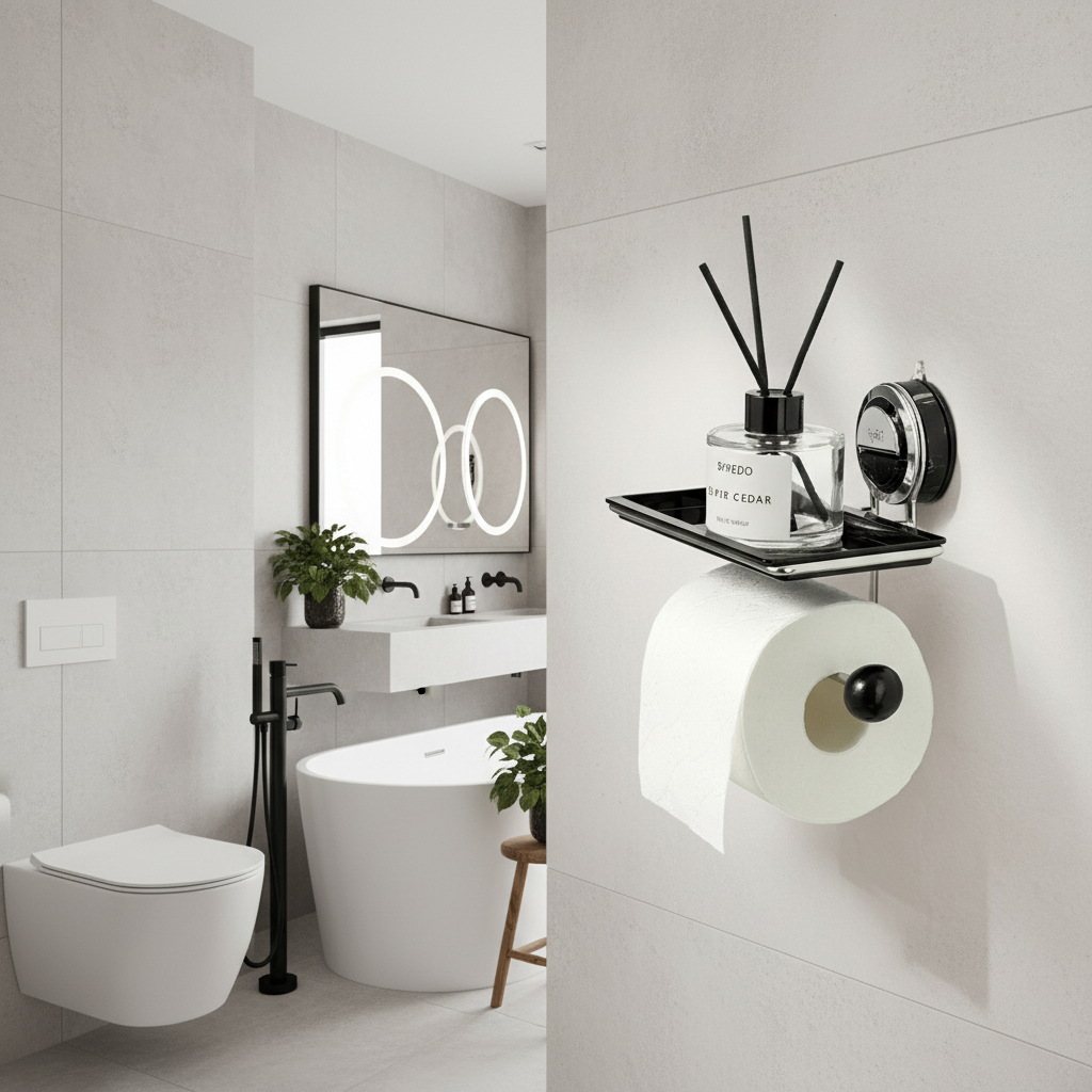 Suction Stainless Steel Toilet Paper Holder - Rustproof, Easy Install, Heavy Duty 0