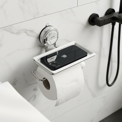 Suction Stainless Steel Toilet Paper Holder - Rustproof, Easy Install, Heavy Duty 9