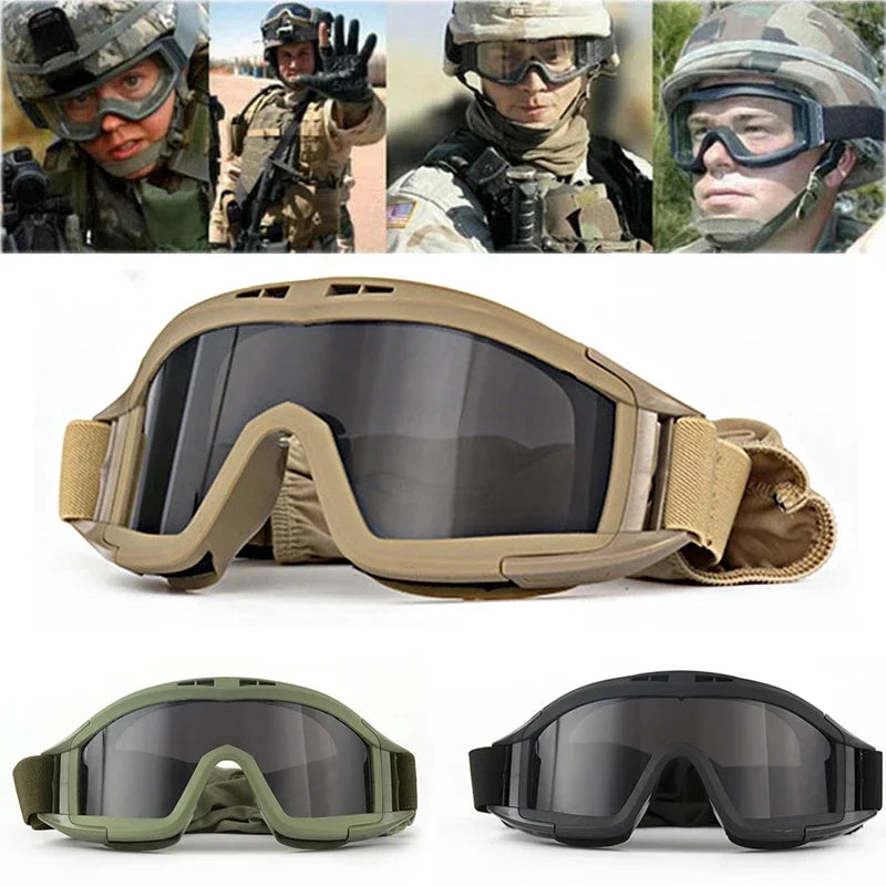 Tactical Goggles - Adjustable Outdoor Sunglasses with 3 Interchangeable Lenses 0
